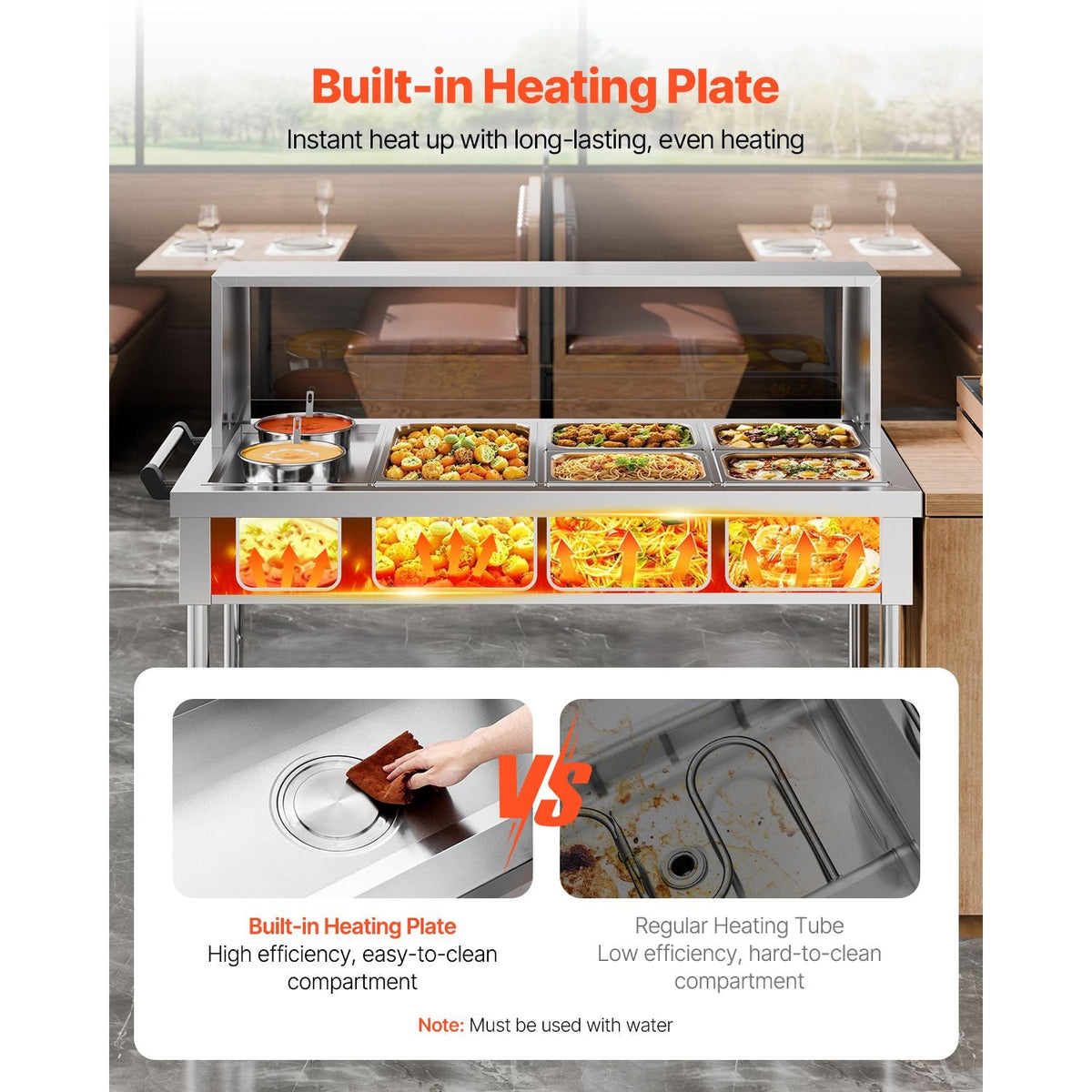 Commercial Food Warmer, 5 Pans + 2 Pots Electric Steam Table, 1800W Professional Buffet Catering Food Warmer with Shield Undershelf Wheels, Stainless Steel Server for Party Restaurant Hotel