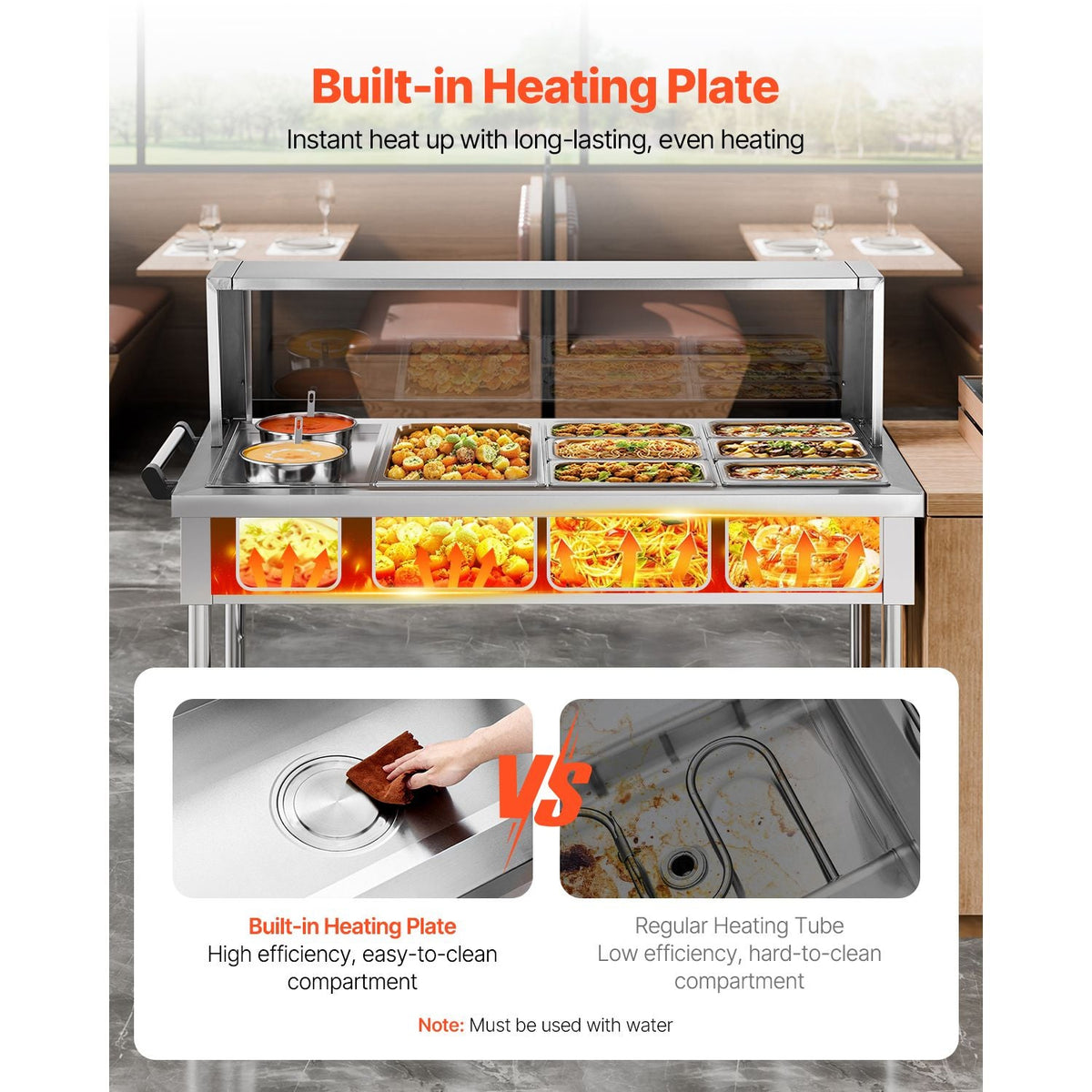 Commercial Food Warmer, 7 Pans + 2 Pots Electric Steam Table, 1800W Professional Buffet Catering Food Warmer with Shield Undershelf Wheels, Stainless Steel Server for Party Restaurant Hotel