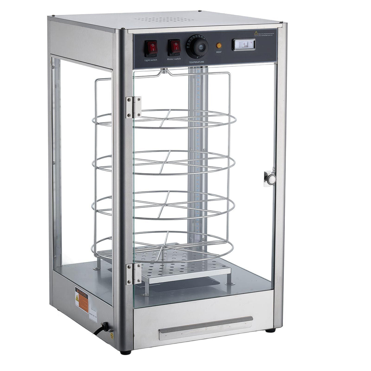 Commercial Food Warmer Display, 4-Tier Pizza Warmer with Rotary Steam Heating for 14 in Pizza, 86-185 Fahrenheit Temp Control and Temp Display, 25W Oven Light + Top LED for Pizza Shop