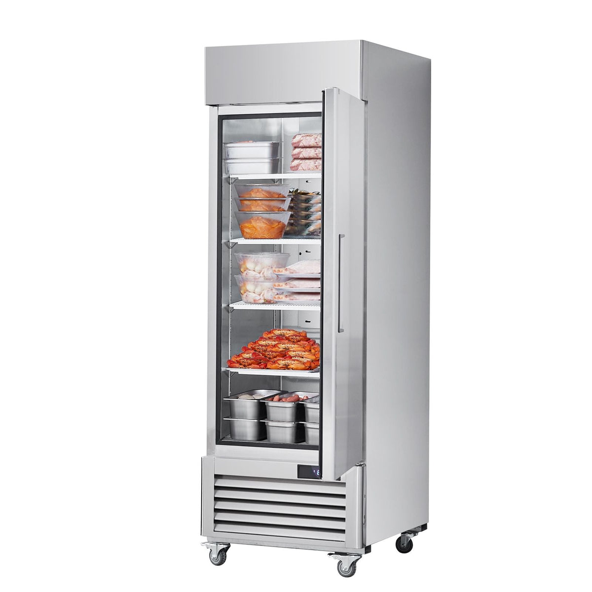 Commercial Freezer 19.32 Cu.ft, Reach In 27" W Upright Freezer Single Door, Auto-Defrost Stainless Steel Reach-in Freezer with 4 Adjustable Shelves, -13 to 5 F Temp Control, LED Light, 4 Wheels