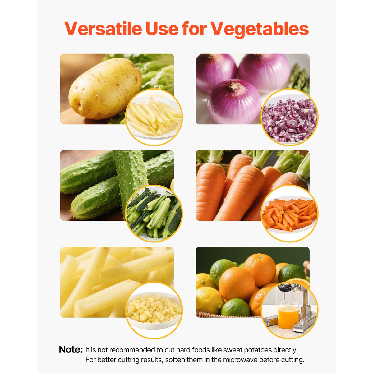 Commercial French Fry Cutter, Stainless Steel Vegetable Fruit Chopper with 3 Replacement Blades 1/2-Inch 3/8-Inch 1/4-Inch, and a Juicing Blade, Manual Potato Slicer Dicer for Restaurants & Home