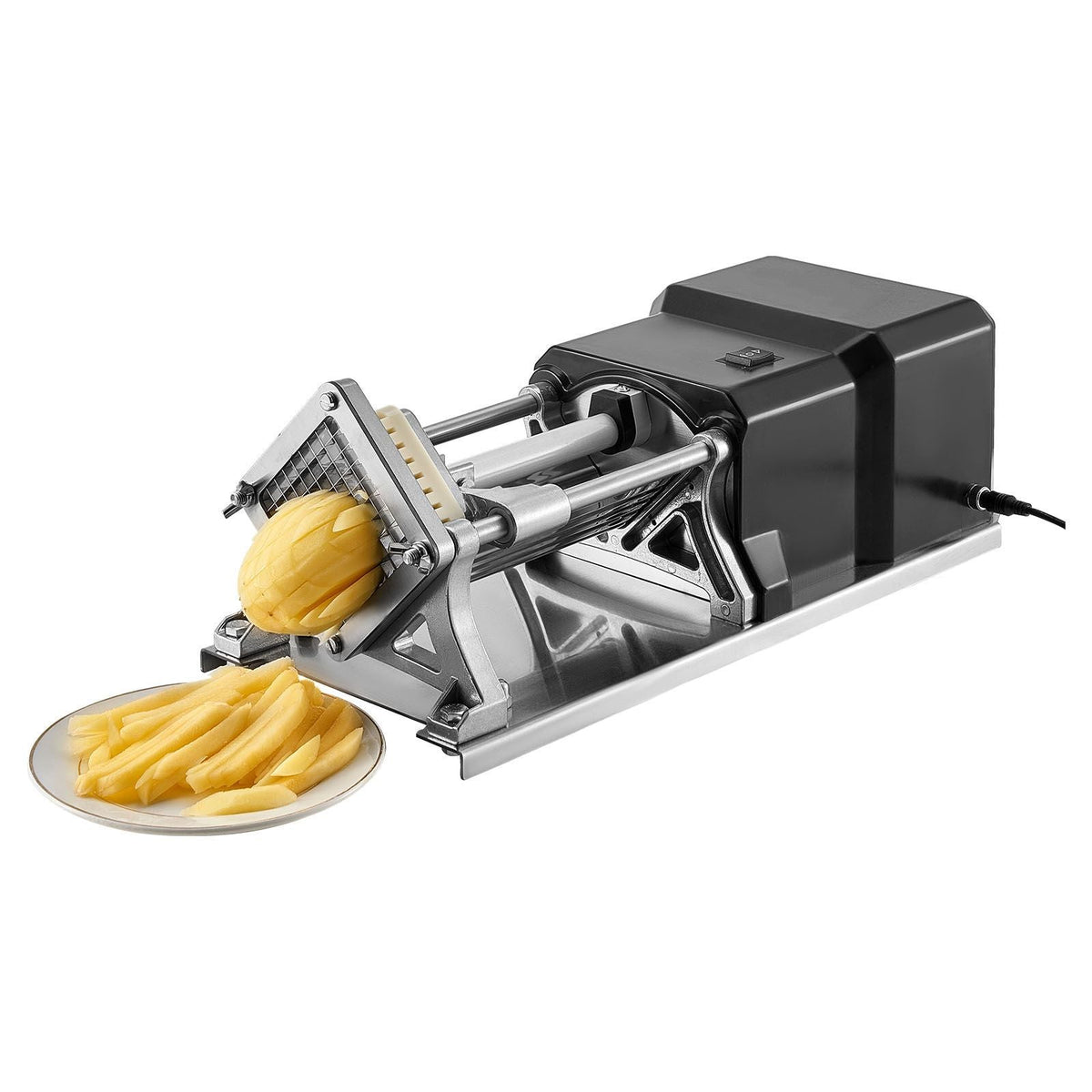 Commercial French Fry Cutter, Stainless Steel Vegetable Fruit Chopper with 3 Replacement Blades 1/2-Inch 3/8-Inch 1/4-Inch, Electric Potato Slicer Dicer for Restaurants & Home Kitchen