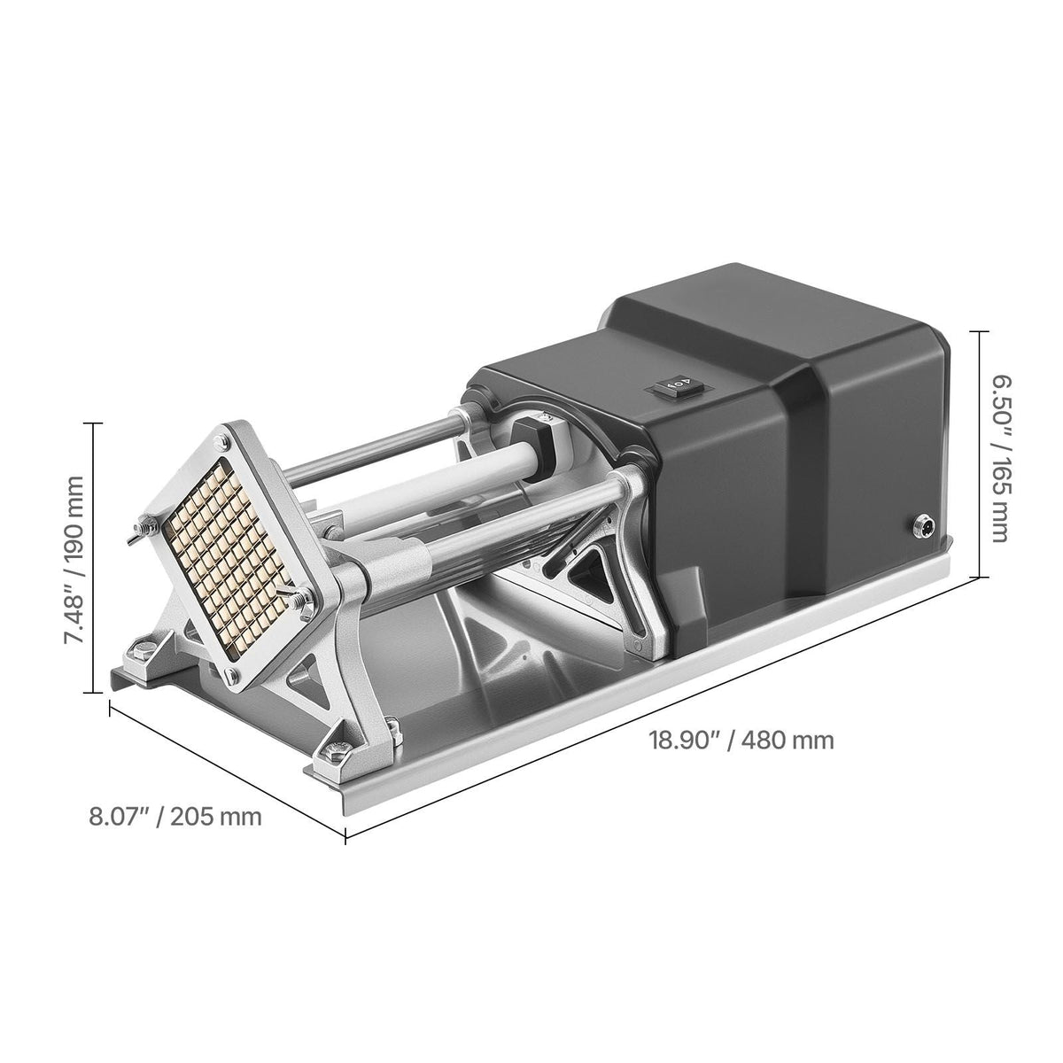 Commercial French Fry Cutter, Stainless Steel Vegetable Fruit Chopper with 3 Replacement Blades 1/2-Inch 3/8-Inch 1/4-Inch, Electric Potato Slicer Dicer for Restaurants & Home Kitchen