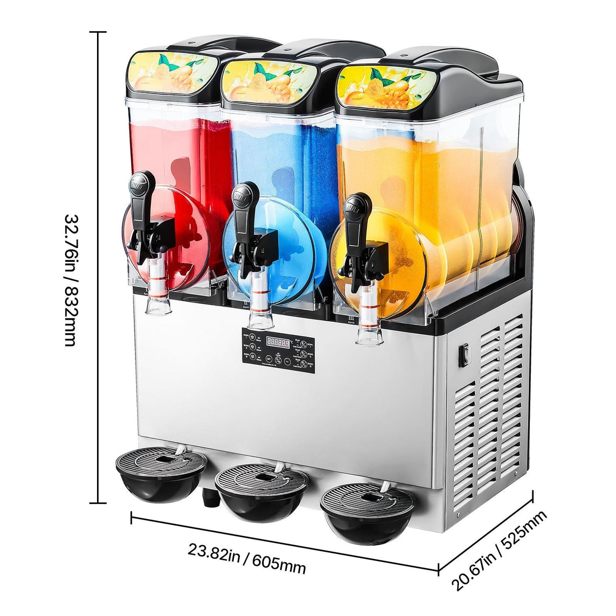 Commercial Frozen Drink Maker, 15Lx3 Triple Tank Slushy Machine, 180 Cups Stainless Steel Margarita Smoothie Frozen Drink Machine, Slushie Maker for Home Party Restaurants Cafe Bars