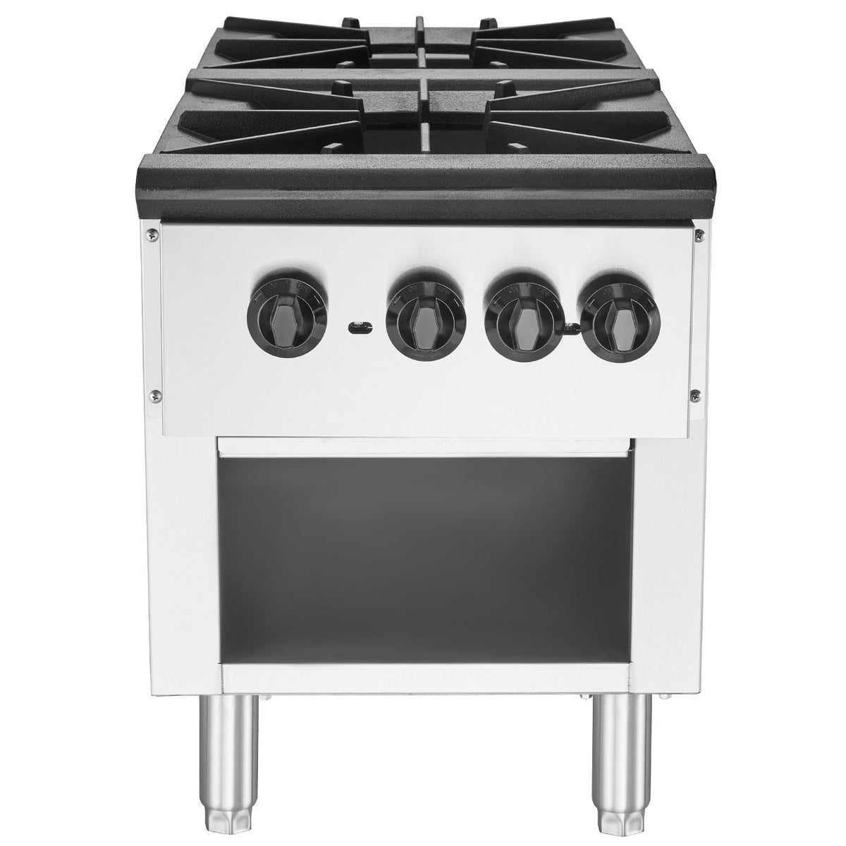 Commercial Gas Stove with 2 Burners, Propane and Natural Gas Countertop Cooking Stove Range, Stainless Steel Gas Hot Plate, Commercial Cooking Equipment for Restaurant, 180,000 BTU