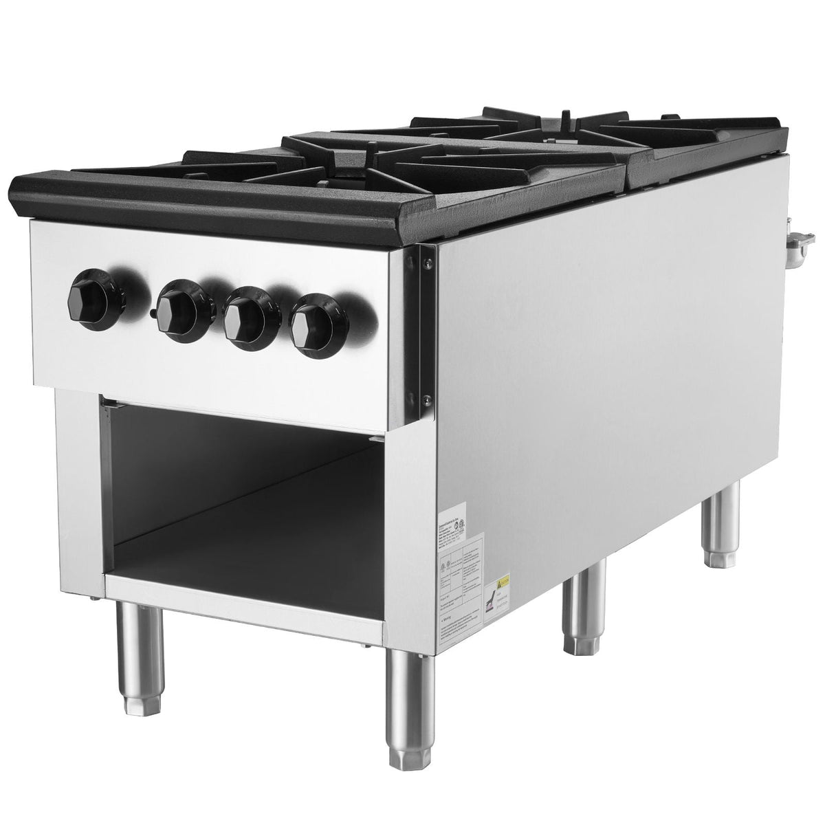 Commercial Gas Stove with 2 Burners, Propane and Natural Gas Countertop Cooking Stove Range, Stainless Steel Gas Hot Plate, Commercial Cooking Equipment for Restaurant, 180,000 BTU