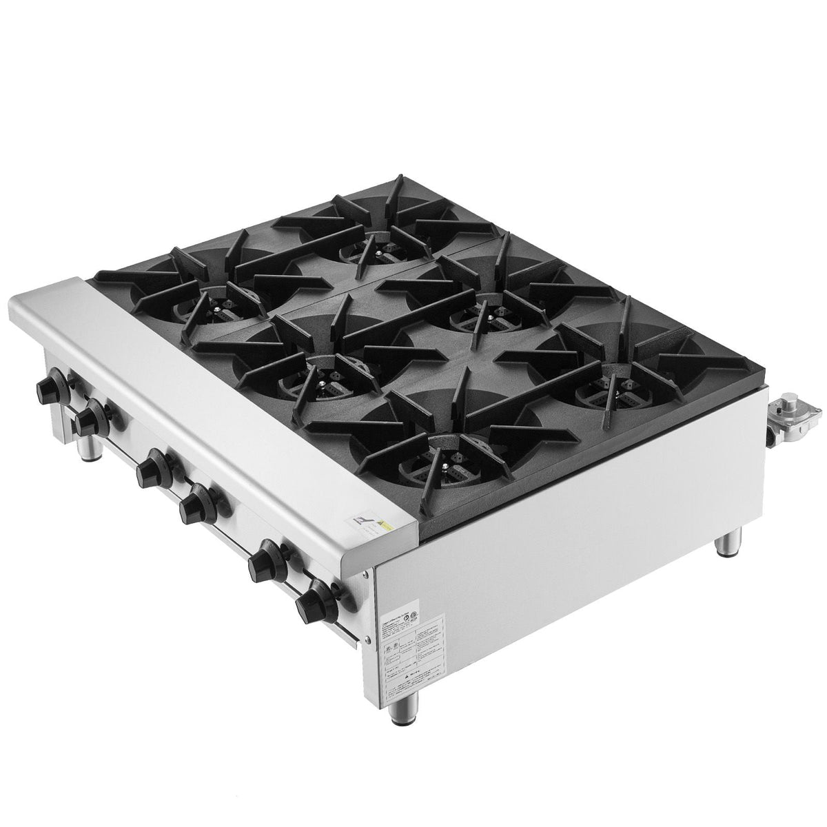 Commercial Gas Stove with 6 Burners, Propane and Natural Gas Countertop Cooking Stove Range, Stainless Steel Gas Hot Plate, Commercial Cooking Equipment for Restaurant, 168,000 BTU