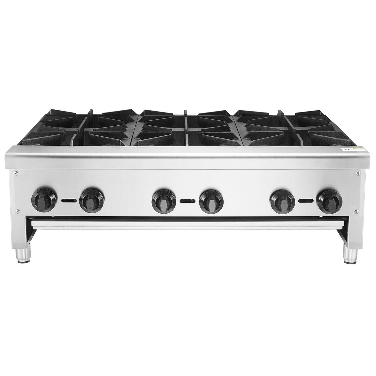 Commercial Gas Stove with 6 Burners, Propane and Natural Gas Countertop Cooking Stove Range, Stainless Steel Gas Hot Plate, Commercial Cooking Equipment for Restaurant, 168,000 BTU