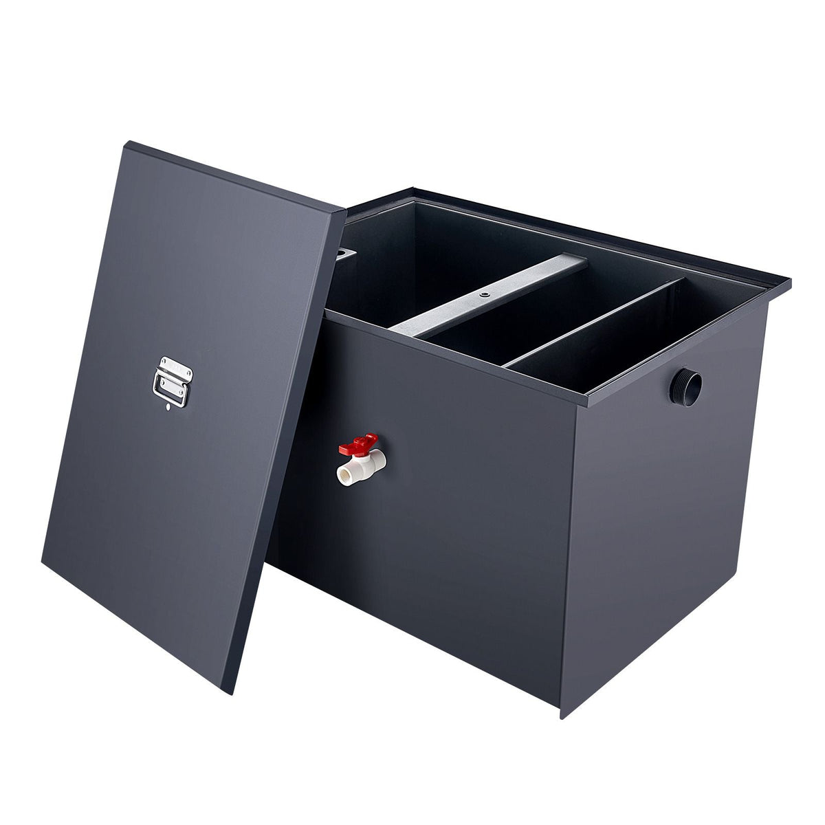 Commercial Grease Trap, 30 LBS Grease Interceptor, Side Inlet Interceptor, Under Sink Carbon Steel Grease Trap, 10.8 GPM Waste Water Oil-water Separator, for Restaurant Canteen Home Kitchen