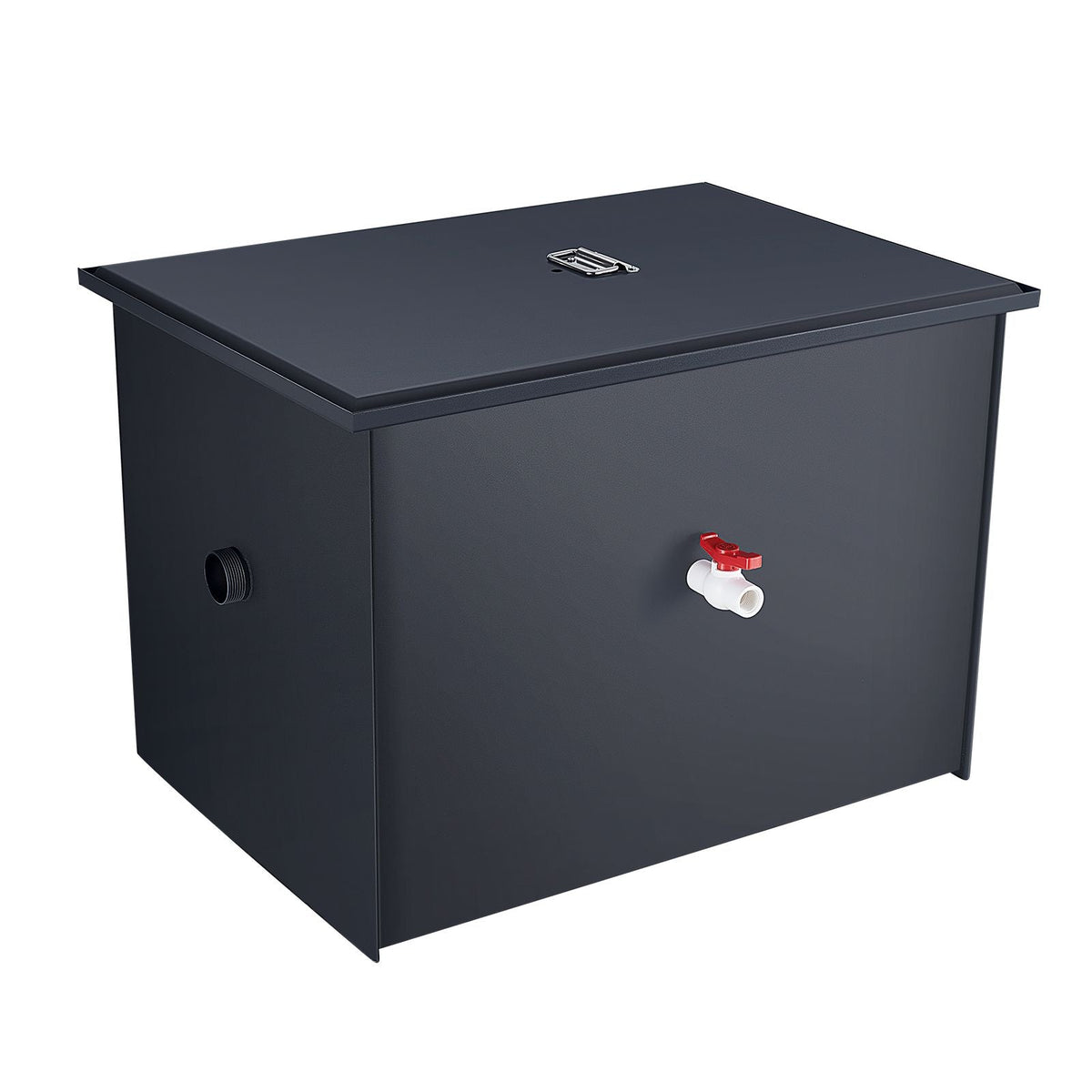 Commercial Grease Trap, 30 LBS Grease Interceptor, Side Inlet Interceptor, Under Sink Carbon Steel Grease Trap, 10.8 GPM Waste Water Oil-water Separator, for Restaurant Canteen Home Kitchen
