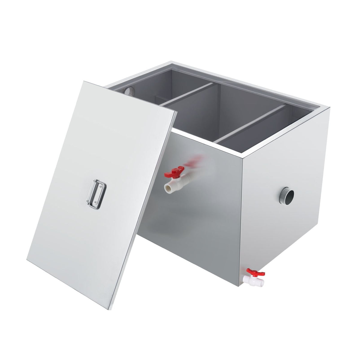 Commercial Grease Trap, 40 LBS Grease Interceptor, Side Inlet Interceptor, Under Sink Stainless Steel Grease Trap, 10 GPM Waste Water Oil-water Separator, for Restaurant Canteen Home Kitchen