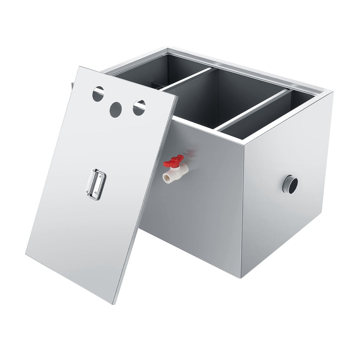 Commercial Grease Trap, 40 LBS Grease Interceptor, Top Inlet Interceptor, Under Sink Stainless Steel Grease Trap, 10 GPM Waste Water Oil-water Separator, for Restaurant Canteen Home Kitchen
