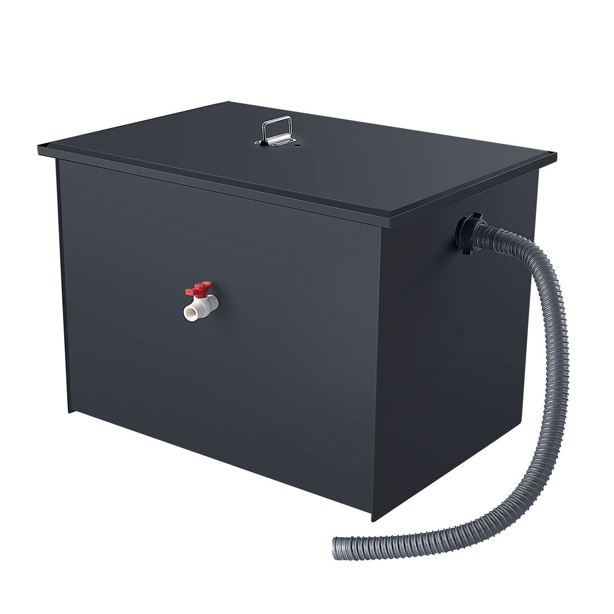 Commercial Grease Trap, 50 LBS Grease Interceptor, Side Inlet Interceptor, Under Sink Carbon Steel Grease Trap, 19.3 GPM Waste Water Oil-water Separator, for Restaurant Canteen Home Kitchen