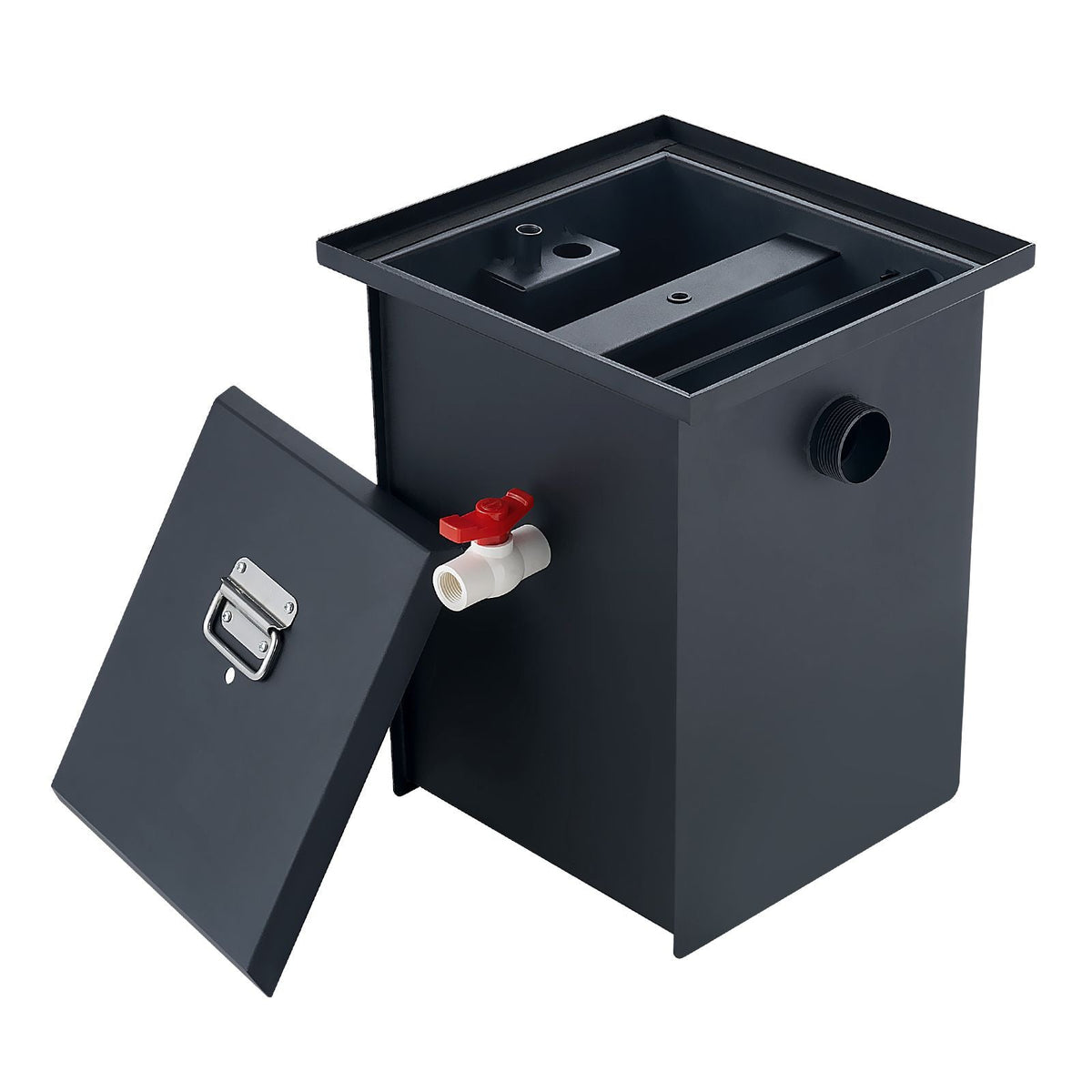 Commercial Grease Trap, 8 LBS Grease Interceptor, Side Inlet Interceptor, Under Sink Carbon Steel Grease Trap, 4.6 GPM Waste Water Oil-water Separator, for Restaurant Canteen Home Kitchen