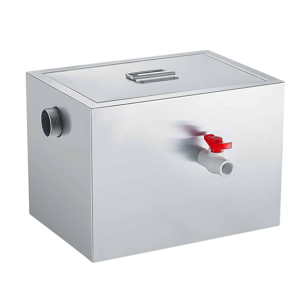 Commercial Grease Trap, 8 LBS Grease Interceptor, Side Inlet Interceptor, Under Sink Stainless Steel Grease Trap, 2.8 GPM Waste Water Oil-water Separator, for Restaurant Canteen Home Kitchen