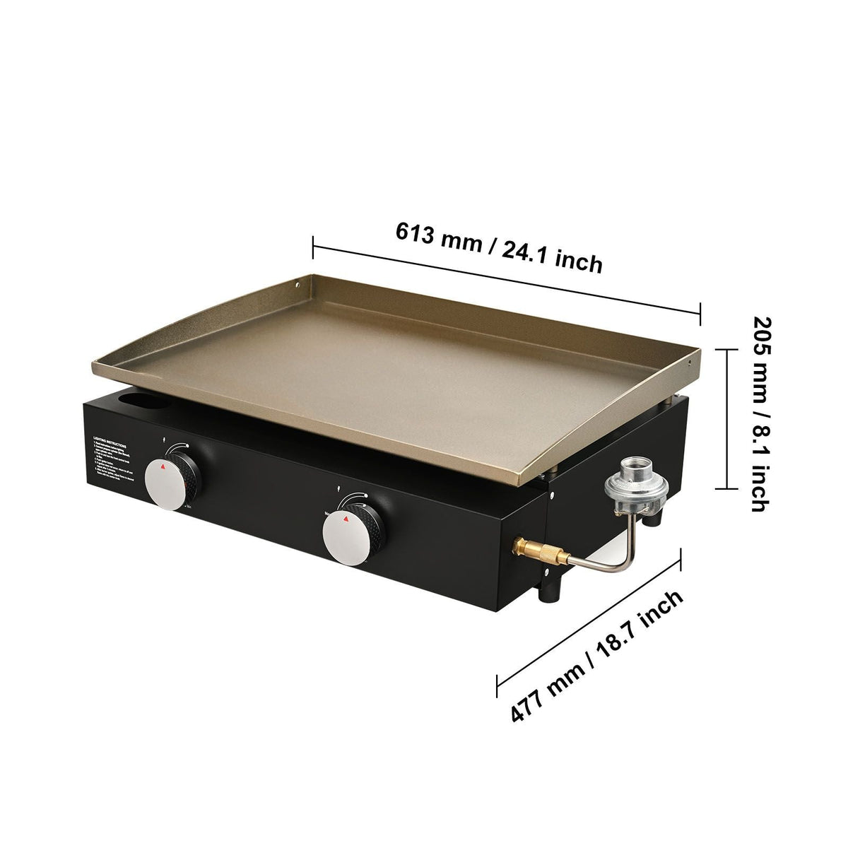 Commercial Griddle, 22.4" Heavy Duty Manual Flat Top Griddle, Countertop Gas Grill with Non-Stick Cooking Plate, Steel Natural Gas Griddle, H-Shaped Burner Restaurant Portable Grill, 13,000 BTU