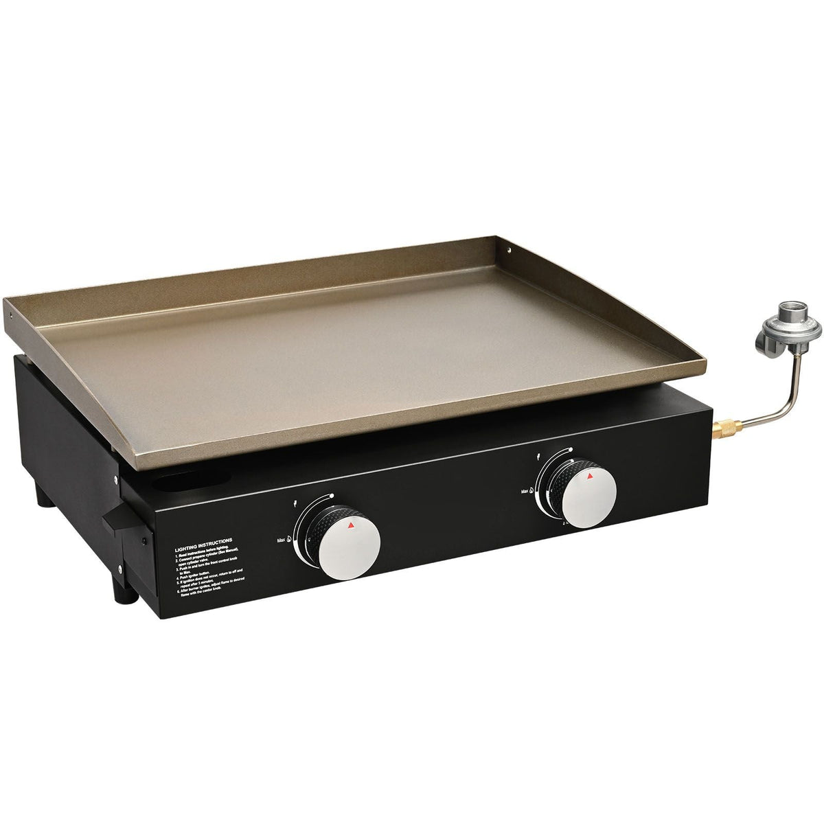 Commercial Griddle, 22.4" Heavy Duty Manual Flat Top Griddle, Countertop Gas Grill with Non-Stick Cooking Plate, Steel Natural Gas Griddle, H-Shaped Burner Restaurant Portable Grill, 13,000 BTU