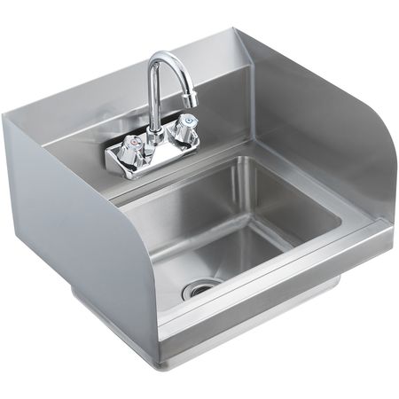 Commercial Hand Sink with Faucet and Side Splash, Stainless Steel Sink for Washing, Small Hand Washing Sink, Wall Mount Hand Basin for Restaurant, Kitchen, Bar, Garage and Home, 17x12.8 inch