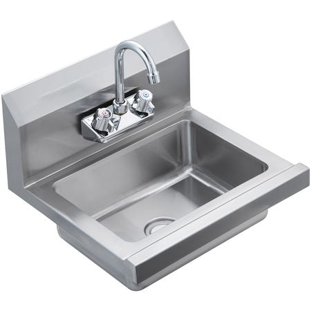 Commercial Hand Sink with Faucet, Stainless Steel Sink for Washing, Small Hand Washing Sink, Wall Mount Hand Basin, Utility Sink for Restaurant, Kitchen, Bar, Garage and Home, 17 x 12.8 inch