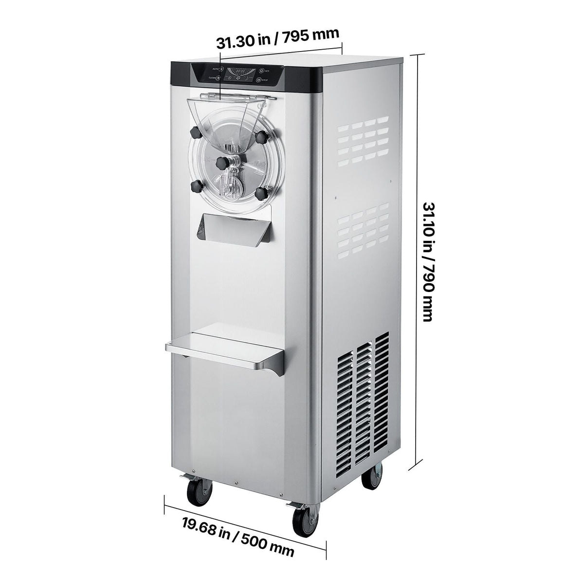 Commercial Hard Ice Cream Machine, 2400W 3.17 to 5.28 Gallons per Hour, Gelato Hard Serve Ice Cream Maker with 10L 304 Stainless Steel Cylinder, Auto Clean LED Panel for Snack Bar Restaurants