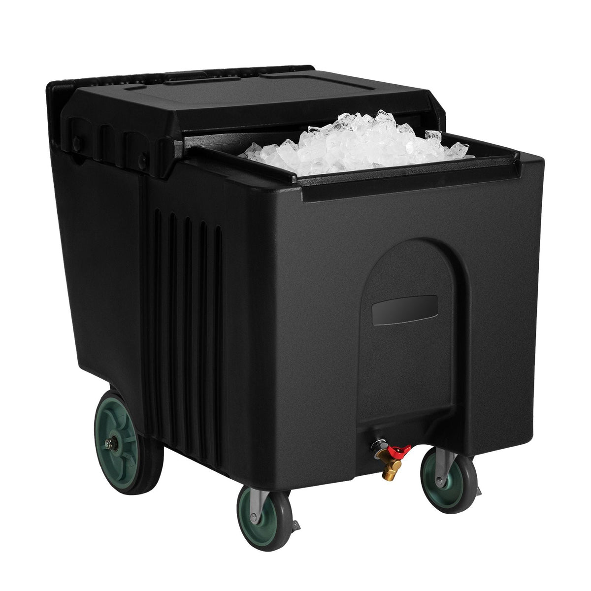 Commercial Ice Bin, 125 lbs Portable Ice Caddy, 31.5 x 22.8 x 29 inch Insulated Ice Carrier with 4 Wheels and Sliding Lid, Large Ice Bin for Catering, Kitchens, Bistros, Restaurants, and Bars