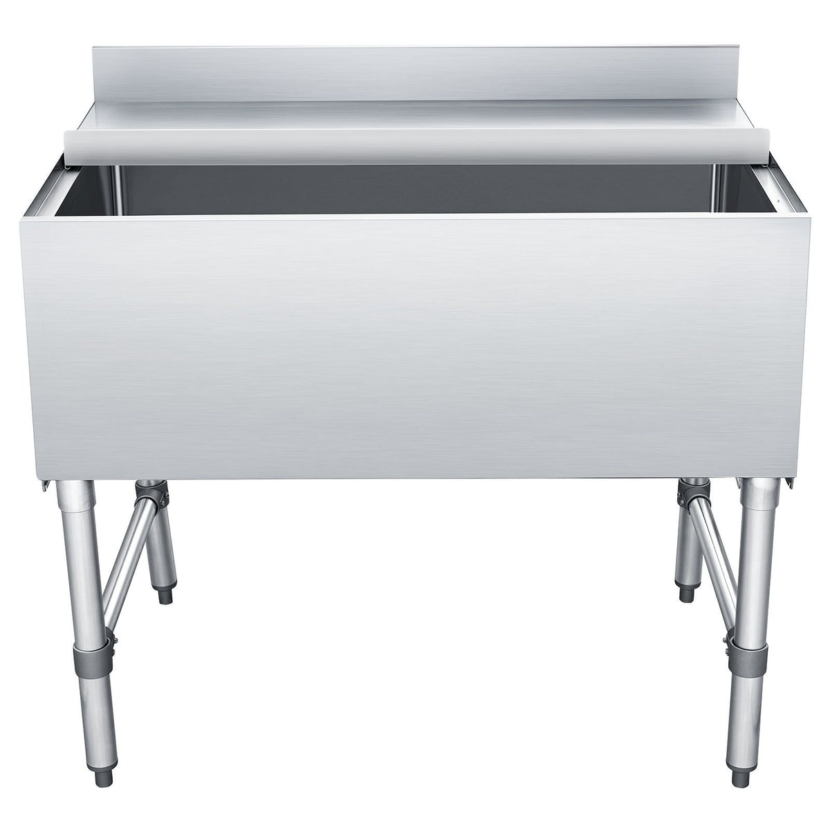 Commercial Ice Bin, 134.7 Qt Max Capacity, 36 x 24 x 33 Inch Stainless Steel Ice Chest with Sliding Lid, 24H Long-Lasting Insulation, Cooler Cart Cocktail Unit for Bar Restaurant Pub, NSF