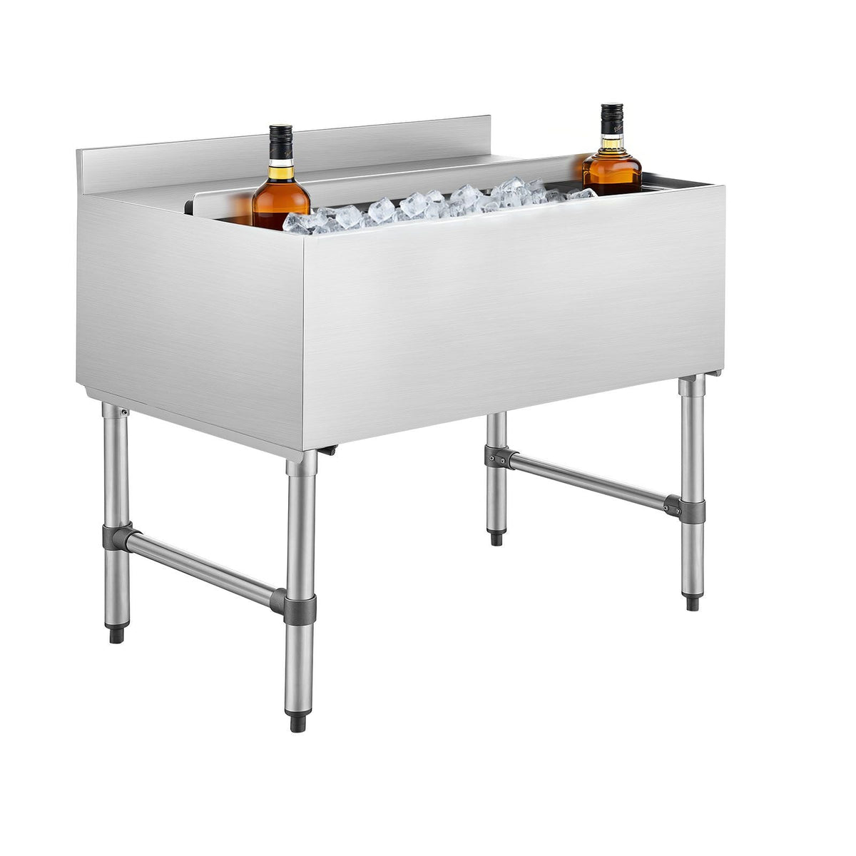Commercial Ice Bin, 134.7 Qt Max Capacity, 36 x 24 x 33 Inch Stainless Steel Ice Chest with Sliding Lid, 24H Long-Lasting Insulation, Cooler Cart Cocktail Unit for Bar Restaurant Pub, NSF