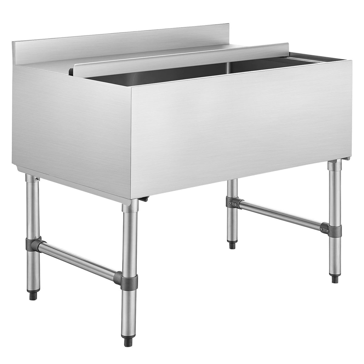 Commercial Ice Bin, 134.7 Qt Max Capacity, 36 x 24 x 33 Inch Stainless Steel Ice Chest with Sliding Lid, 24H Long-Lasting Insulation, Cooler Cart Cocktail Unit for Bar Restaurant Pub, NSF