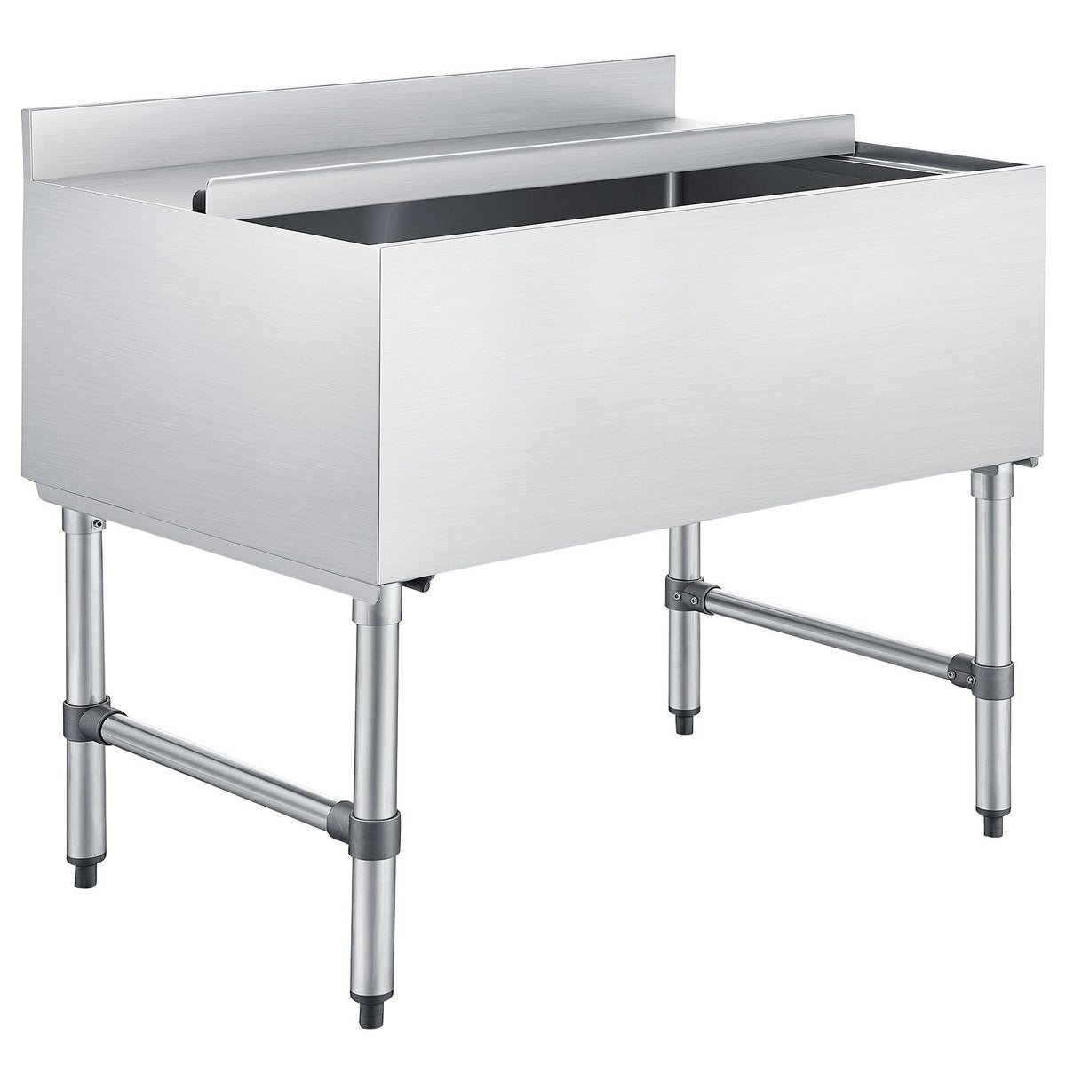 Commercial Ice Bin, 134.7 Qt Max Capacity, 36 x 24 x 33 Inch Stainless Steel Ice Chest with Sliding Lid, 24H Long-Lasting Insulation, Cooler Cart Cocktail Unit for Bar Restaurant Pub, NSF