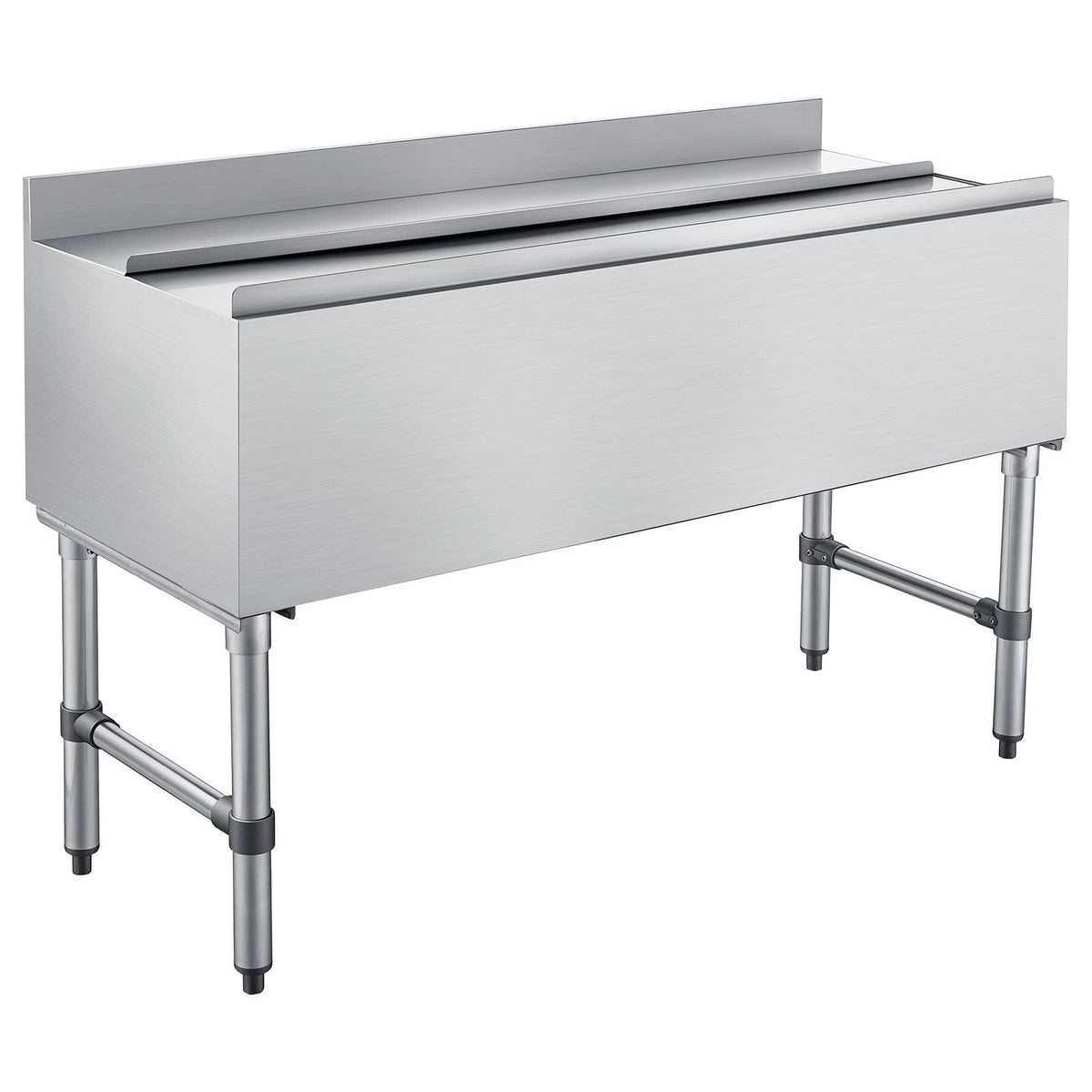 Commercial Ice Bin, 137.4 Qt Max Capacity, 48 x 19 x 33 Inch Stainless Steel Ice Chest with Sliding Lid and Bottle Holders, Cooler Cart Cocktail Unit for Bar Restaurant Pub, NSF Certified