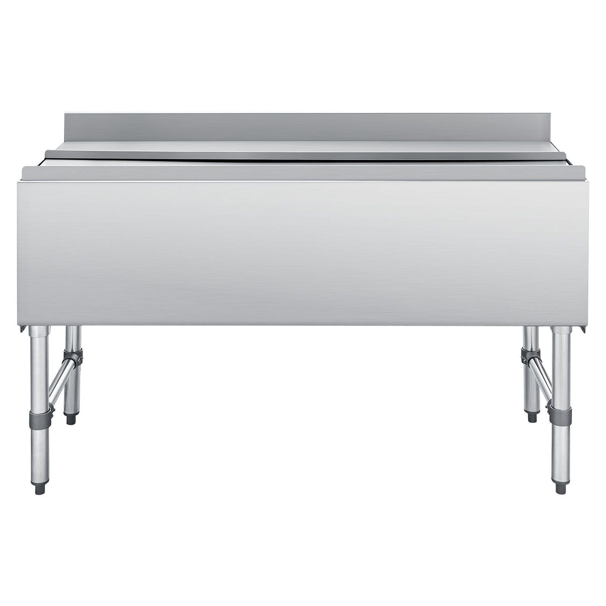 Commercial Ice Bin, 137.4 Qt Max Capacity, 48 x 19 x 33 Inch Stainless Steel Ice Chest with Sliding Lid and Bottle Holders, Cooler Cart Cocktail Unit for Bar Restaurant Pub, NSF Certified