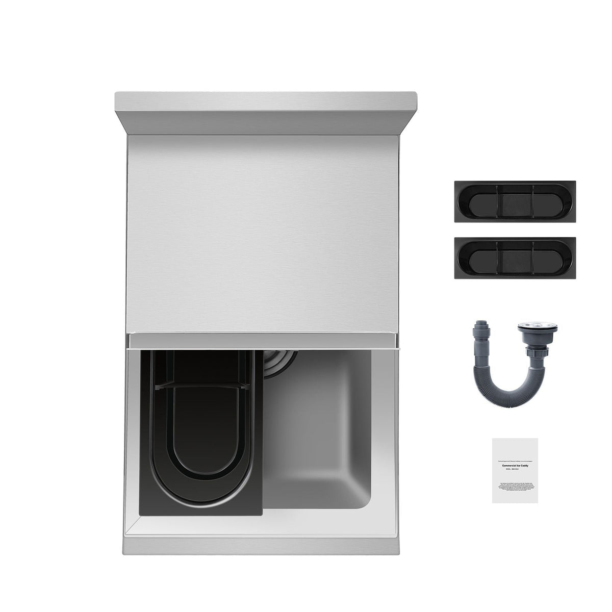 Commercial Ice Bin, 28 L Underbar Ice Bin, 12 x 19 x 37 in Stainless Steel Ice Chest with Sliding Lid, Bottle Holders, Adjustable Bullet Feet, Cooler Cart Cocktail Unit for Bar Restaurant Pub