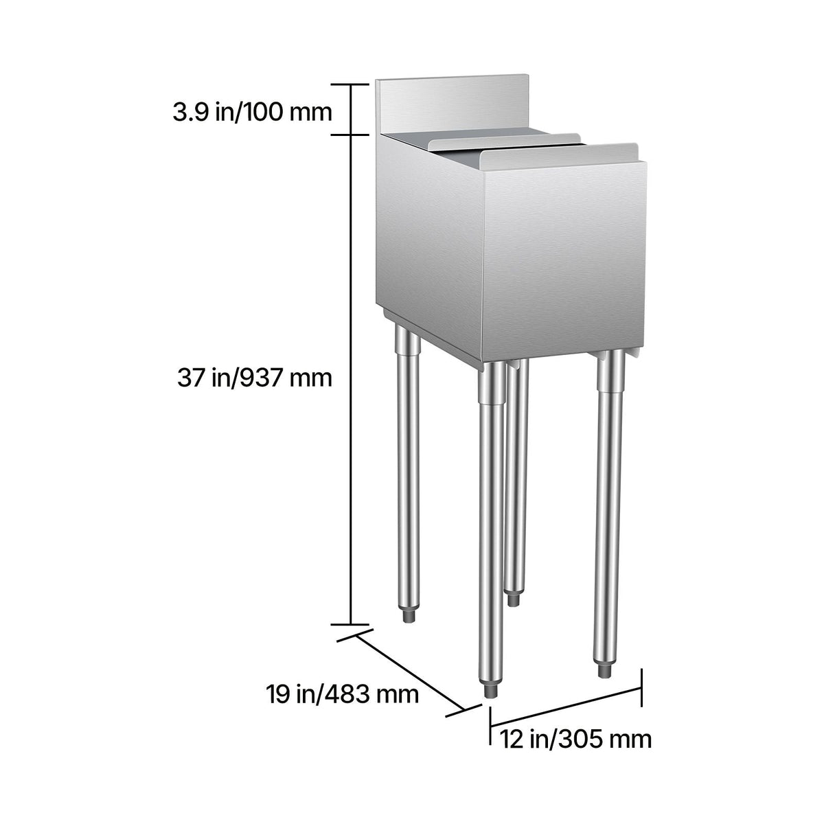 Commercial Ice Bin, 28 L Underbar Ice Bin, 12 x 19 x 37 in Stainless Steel Ice Chest with Sliding Lid, Bottle Holders, Adjustable Bullet Feet, Cooler Cart Cocktail Unit for Bar Restaurant Pub