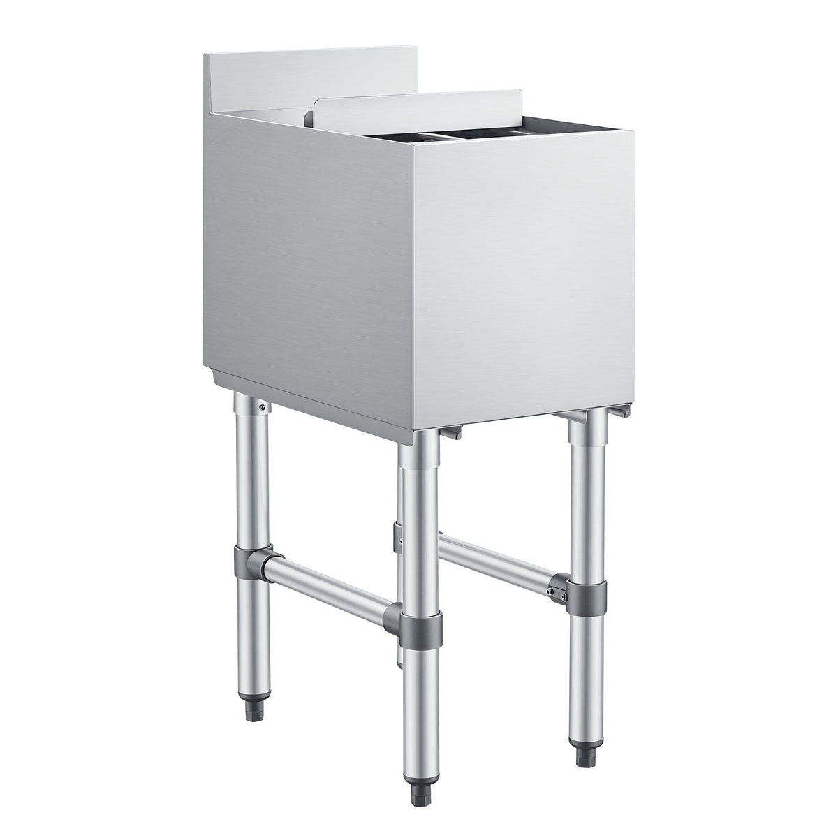 Commercial Ice Bin, 29.6 Qt Max Capacity, 12 x 19 x 33 Inch Stainless Steel Ice Chest with Sliding Lid and Bottle Holders, Cooler Cart Cocktail Unit for Bar Restaurant Pub, NSF Certified