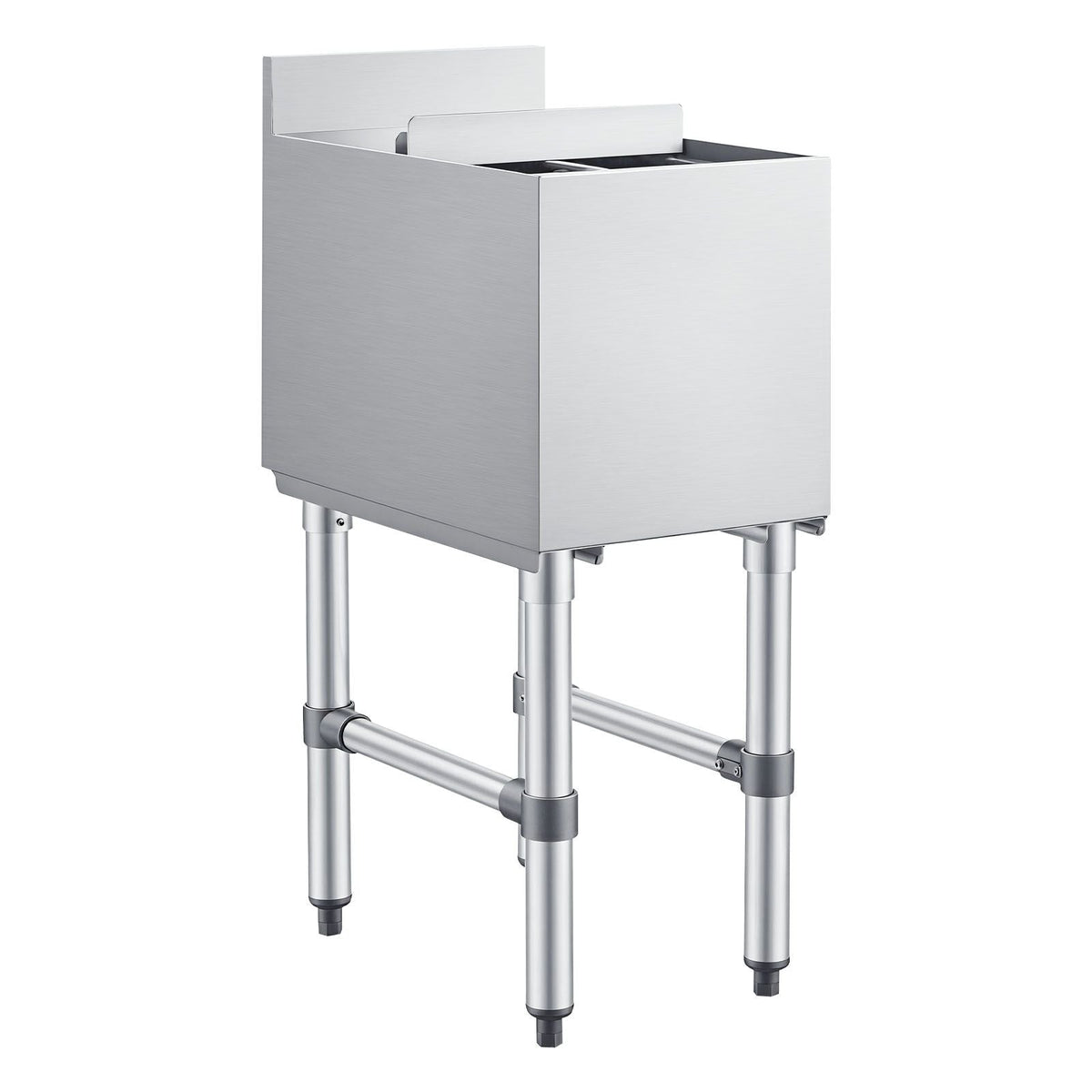 Commercial Ice Bin, 29.6 Qt Max Capacity, 12 x 19 x 33 Inch Stainless Steel Ice Chest with Sliding Lid and Bottle Holders, Cooler Cart Cocktail Unit for Bar Restaurant Pub, NSF Certified