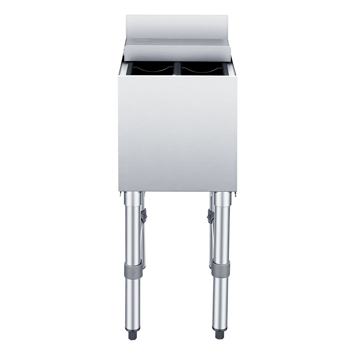 Commercial Ice Bin, 29.6 Qt Max Capacity, 12 x 19 x 33 Inch Stainless Steel Ice Chest with Sliding Lid and Bottle Holders, Cooler Cart Cocktail Unit for Bar Restaurant Pub, NSF Certified