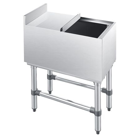 Commercial Ice Bin, 39.6 Qt Max Capacity, 12 x 24 x 33 Inch Stainless Steel Ice Chest with Sliding Lid, 24H Long-Lasting Insulation, Cooler Cart Cocktail Unit for Bar Restaurant Pub, NSF