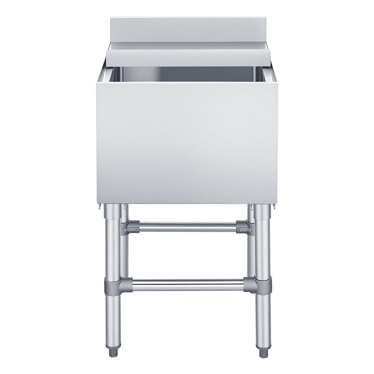 Commercial Ice Bin, 49.4 Qt Max Capacity, 18 x 18 x 33 Inch Stainless Steel Ice Chest with Sliding Lid and Bottle Holders, Cooler Cart Cocktail Unit for Bar Restaurant Pub, NSF Certified