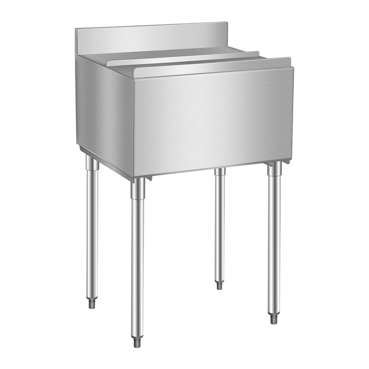 Commercial Ice Bin, 61 L Underbar Ice Bin, 24 x 19 x 37 in Stainless Steel Ice Chest with Sliding Lid, Bottle Holders, Adjustable Bullet Feet, Cooler Cart Cocktail Unit for Bar Restaurant Pub