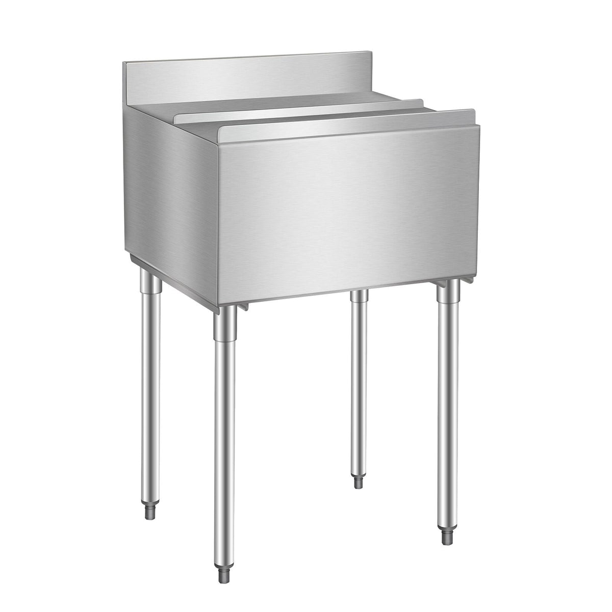 Commercial Ice Bin, 61 L Underbar Ice Bin, 24 x 19 x 37 in Stainless Steel Ice Chest with Sliding Lid, Bottle Holders, Adjustable Bullet Feet, Cooler Cart Cocktail Unit for Bar Restaurant Pub