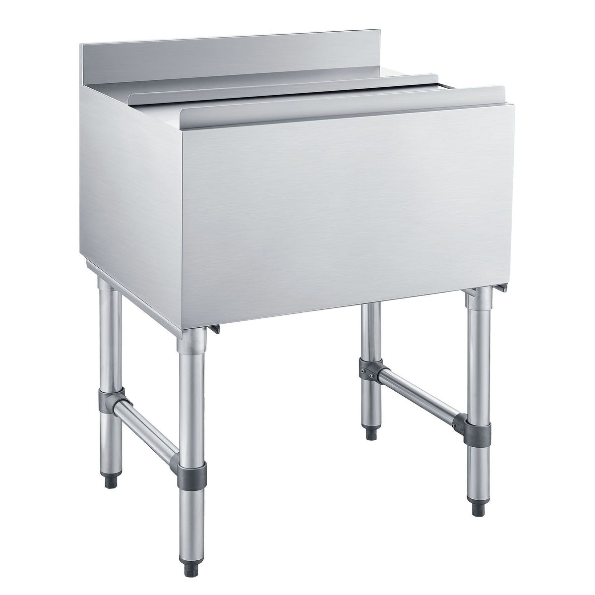 Commercial Ice Bin, 65.1 Qt Max Capacity, 24 x 19 x 33 Inch Stainless Steel Ice Chest with Sliding Lid and Bottle Holders, Cooler Cart Cocktail Unit for Bar Restaurant Pub, NSF Certified