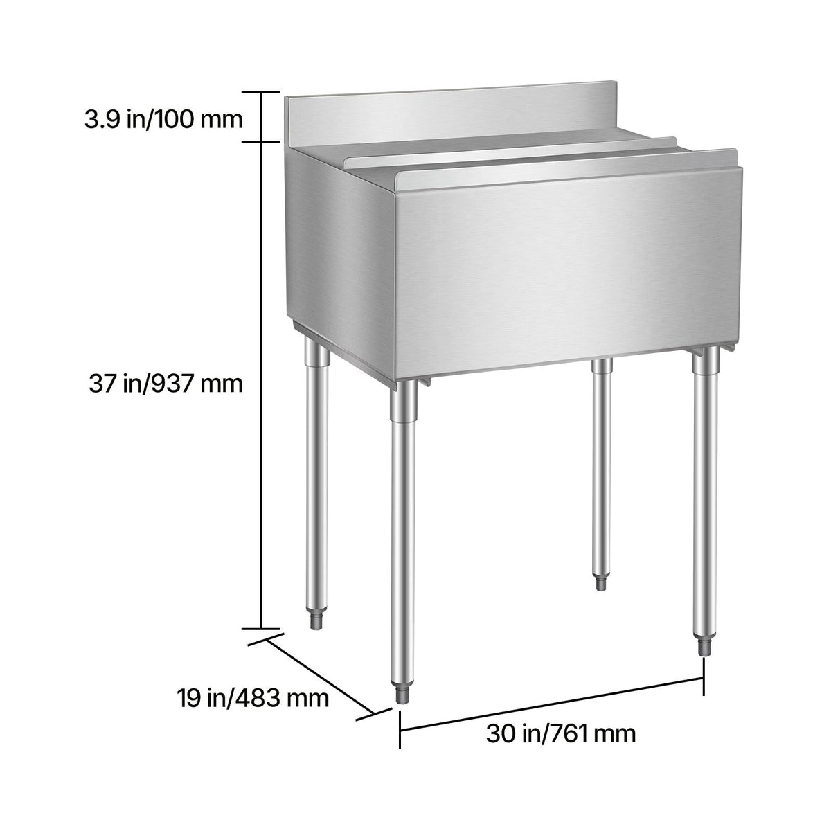Commercial Ice Bin, 78.4 L Underbar Ice Bin, 30 x 19 x 37 in Stainless Steel Ice Chest with Sliding Lid, Bottle Holders, Adjustable Bullet Feet, Cooler Cart Cocktail Unit for Bar Restaurant Pub
