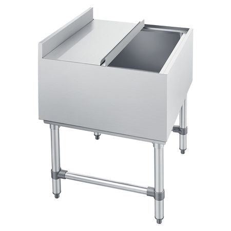 Commercial Ice Bin, 79.9 Qt Max Capacity, 24 x 24 x 33 Inch Stainless Steel Ice Chest with Sliding Lid, 24H Long-Lasting Insulation, Cooler Cart Cocktail Unit for Bar Restaurant Pub, NSF