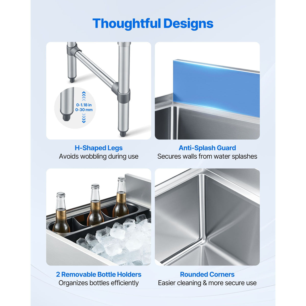 Commercial Ice Bin, 82.9 Qt Max Capacity, 30 x 19 x 33 Inch Stainless Steel Ice Chest with Sliding Lid and Bottle Holders, Cooler Cart Cocktail Unit for Bar Restaurant Pub, NSF Certified