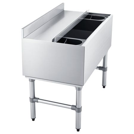 Commercial Ice Bin, 82.9 Qt Max Capacity, 30 x 19 x 33 Inch Stainless Steel Ice Chest with Sliding Lid and Bottle Holders, Cooler Cart Cocktail Unit for Bar Restaurant Pub, NSF Certified