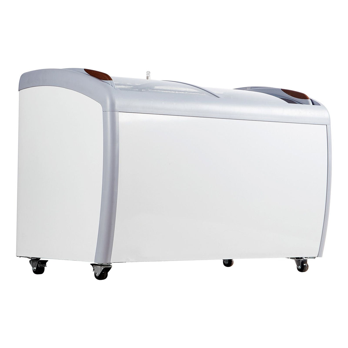 Commercial Ice Cream Display Case, 12.8 Cu.ft Chest Freezer, Mobile Glass Top Deep Freezer, Restaurant Gelato Dipping Cabinet with 4 Wire Baskets, 2 Sliding Glass Doosr, Locking Casters, White