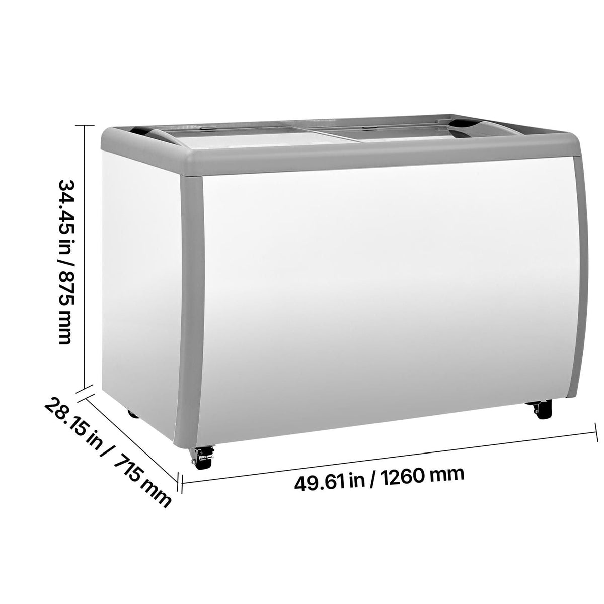 Commercial Ice Cream Display Case, 13.1 Cu.ft Chest Freezer, Restaurant Gelato Dipping Cabinet Top Deep Freezer with Locking Casters, Sliding Glass Door, LED Lighting, Hold 8 Ice Cream Tubs