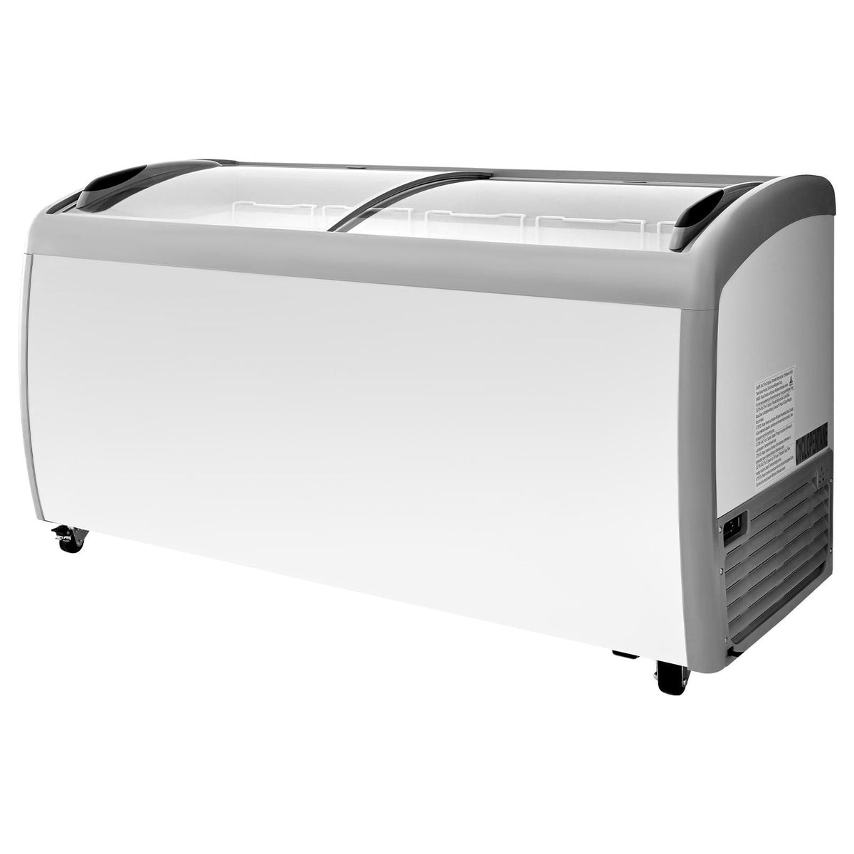 Commercial Ice Cream Display Case, 16.3 Cu.ft Chest Freezer, -19 to 3 F Temp Adjustable Mobile Top Deep Freezer with 5 Wire Baskets, 2 Sliding Glass Doors, Locking Casters & LED Strip Lighting