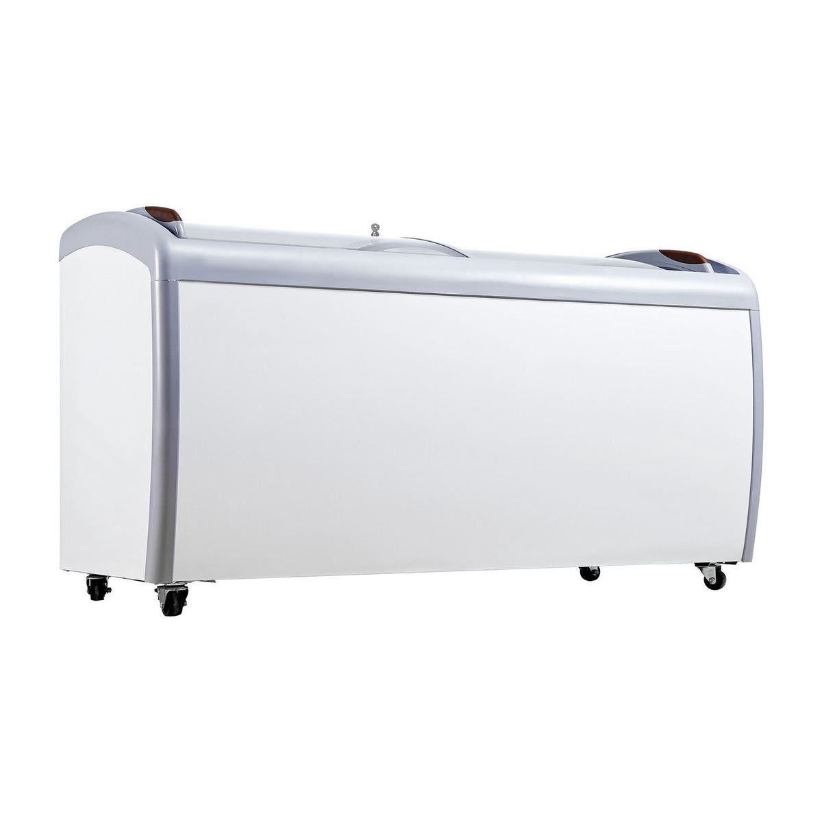 Commercial Ice Cream Display Case, 16.3 Cu.ft Chest Freezer, Mobile Glass Top Deep Freezer, Restaurant Gelato Dipping Cabinet with 5 Wire Baskets, 2 Sliding Glass Doosr, Locking Casters, White