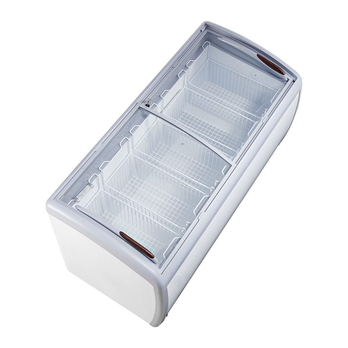 Commercial Ice Cream Display Case, 16.3 Cu.ft Chest Freezer, Mobile Glass Top Deep Freezer, Restaurant Gelato Dipping Cabinet with 5 Wire Baskets, 2 Sliding Glass Doosr, Locking Casters, White